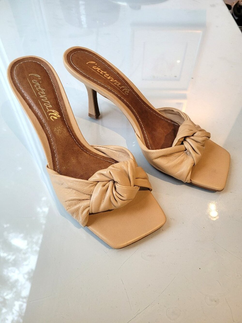 L'INTERVALLE Nude Kitten Heel Mules Size 9